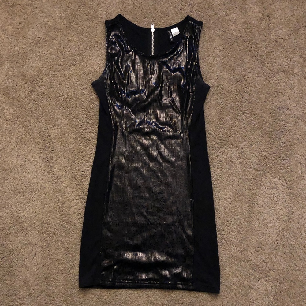 H&M Little Black Sequence Panel Dress Size S